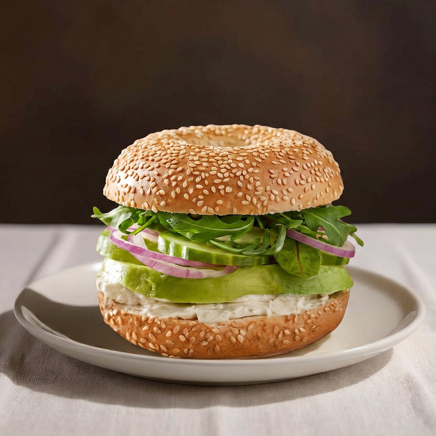 Spinach Avocado Bagel Burger.